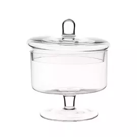 Конфетница, 13х17 см, на ножке, с крышкой, стекло, Clear