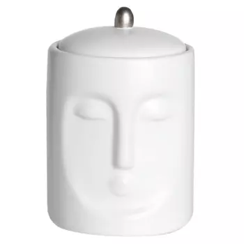 Емкость для хранения, 15 см, с крышкой, белая, Лицо, Face