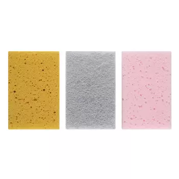 Губка для мытья посуды, 9х6 см, 3 шт, поролон, Clean