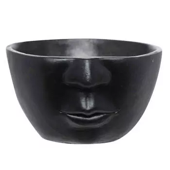 Кашпо, 17х10 см, цемент, черное, Лицо, Face