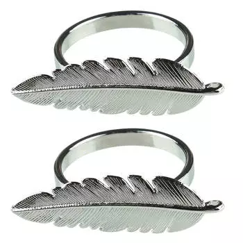 Кольцо для салфеток, 5 см, 2 шт, металл, серебристое, Перо, Feather