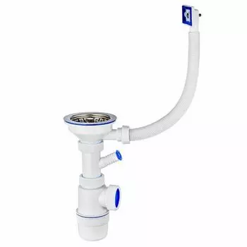 Сифон Вир Пласт Элит 30986176 3.1/2"х40 с отводом для стиральной машины и переливом