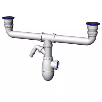 Сифон для кухнонной мойки Unicorn B745V 1.1/2"х40 двойной, с отводом для стиральной машины