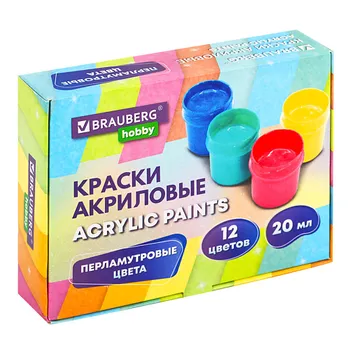 BRAUBERG Краски акриловые HOBBY Перламутр