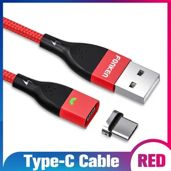 FONKEN Магнитный кабель USB-C Шнур для передачи данных Быстрое зарядное устройство Type-C Провод для быстрой зарядки мобильного телефона QC3.0 3A 1M Type-C Cable + Plug чёрный
