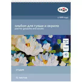 Альбом для гуаши и акрила на спирали Гамма "Студия" А3 12 л 180 г