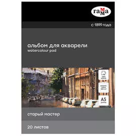 Альбом-склейка для акварели Гамма "Старый Мастер" А5 20 л 300 г, среднее зерно, 100% хлопок