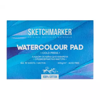 Альбом-склейка для акварели Sketchmarker 10 л 300 г, хлопок, среднезернистая