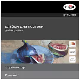 Альбом-склейка для пастели Гамма "Старый Мастер" 20х20 см 15 л 160 г, 5 цветов, теплые тона