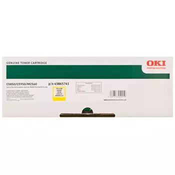 Картридж лазерный OKI 43865721/43865741/43865741, желтый, 6000 страниц, оригинальный, для OKI Oki C5850 / C5950