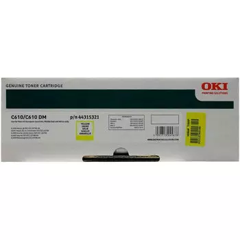 Картридж лазерный OKI 44315321/44315305, желтый, 6000 страниц, оригинальный, для OKI Oki С610