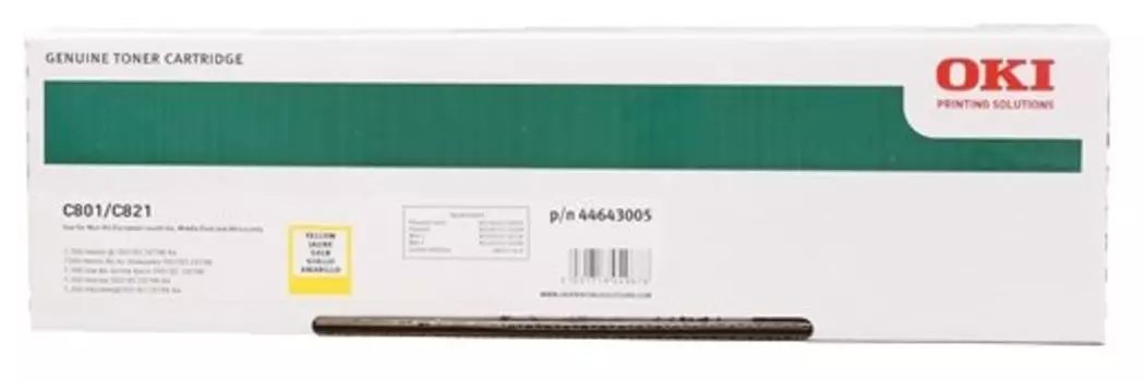 Картридж лазерный OKI 44643005, желтый, 7300 страниц, оригинальный для OKI C801/821