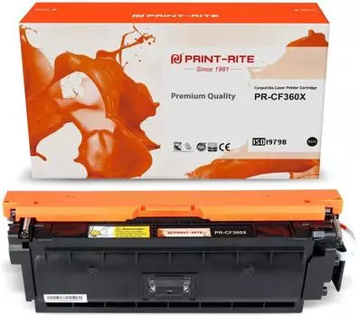 Картридж лазерный Print-Rite PR-CF360X (№508X/CF360X), черный, 12500 страниц, совместимый для CLJ Enterprise M552dn/M553dn/M553n/M553x