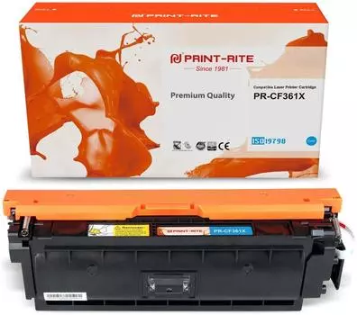 Картридж лазерный Print-Rite PR-CF361X (№508X/CF361X), голубой, 9500 страниц, совместимый для CLJ Enterprise M552dn/M553dn/M553n/M553x