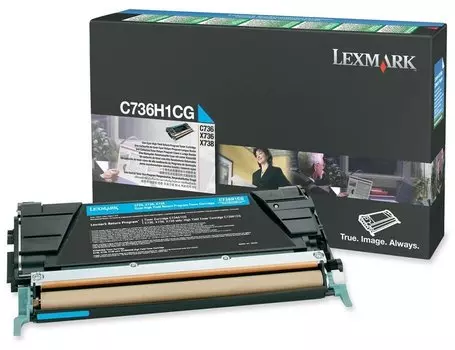 Картридж лазерный Lexmark C736 Cyan/C736H1CG, голубой, 10000 страниц, оригинальный для Lexmark X736de / X738de / X738dte / C736dn / C736n / C736dtn