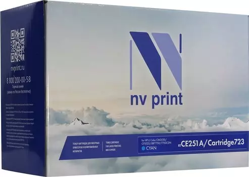 Картридж лазерный NV Print NV-CE251A/723C (CE251A/723C), голубой, 7000 страниц, совместимый для Canon LJC CP3525/CP3525dn/CP3525n/CP3525x/CM3530/CM3530fs/i-SENSYS LBP7750Cdn
