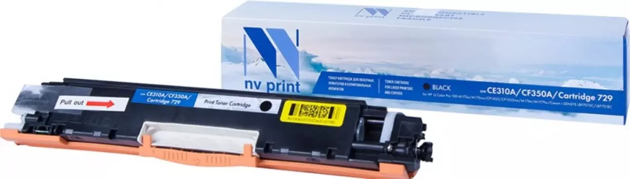 Картридж лазерный NV Print NV-CE310A/CF350A/729Bk (126A/130A/729/CE310A/CF350A/4370B002), черный, 1300 страниц, совместимый для LJC Pro 100 M175a/M175nw/CP1025/CP1025nw/M176n/M177fw, i-SENSYS LBP7010C/LBP7018С
