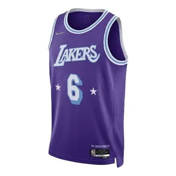 Майка Men's Nike NBA Retro Basketball Jersey/Vest SW Fan Edition Los Angeles Lakers Lebron James No. 6 Purple, фиолетовый