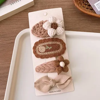 4 шт./5 шт./компл. коричневая детская заколка для волос, милая заколка для волос с цветком принцессы, осенне-зимняя детская заколка для волос, головной убор