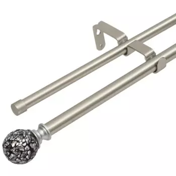 Карниз для штор раздвижной двухрядный HB-CR007 160-300 см сталь цвет черный/сталь