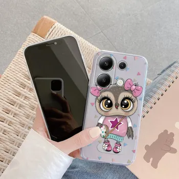 Мягкий силиконовый чехол с рисунком совы для Samsung A55 M35 S24 Xiaomi Redmi Note 13 Pro iPhone Huawei Honor Realme Camera Защитный противоударный чехол Samsung Galaxy S9 Plus