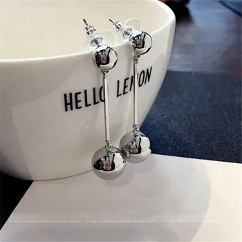 Fashion Drop Dangle Earrings Women Long Chain Bling Ball Drop Dangle Beads Earrings Jewelry Gift ARI 2cm золотой