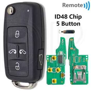 Отличный чип ID48 5K0837202AD 433 МГц 5K0837202AE 315 МГц автомобильный дистанционный ключ для VW Volkswagen Multivan T5 Sharan Caravelle 2009-2015