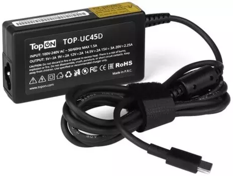 Блок питания для ноутбуков Topon 102446 5-20В 3A 45Вт черный (top-uc45d)