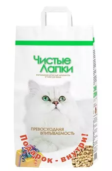 Чистые лапки древесный наполнитель (4,5 кг)