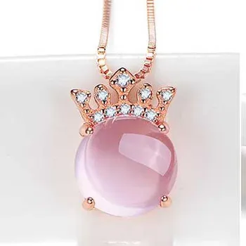 SACE GEMS медный сплав розовый циркон женский кулон ожерелье модный подарок белого золота