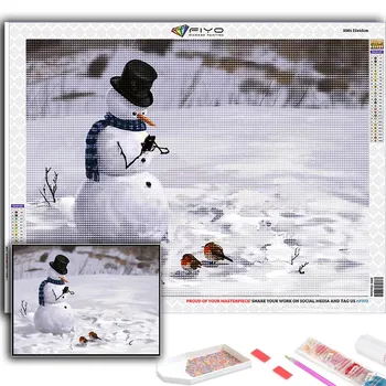 5D Diy Алмазная картина Рождественская елка Санта-Снеговик Вышивка крестом Полный Алмазная вышивка Мозаика Full Round 20X30CM