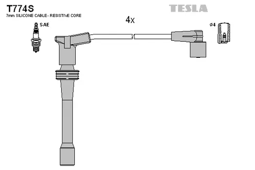 Высоковольтные провода (провода зажигания) TESLA T774S