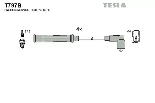 Высоковольтные провода (провода зажигания) TESLA T797B