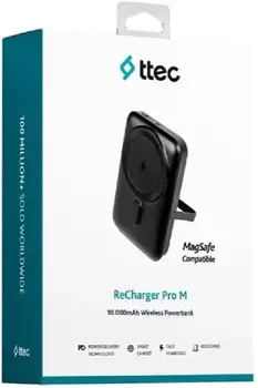 Аккумулятор внешний портативный TTEC ReCharger Pro M 2BB221S 10000mAh, PD 20W, c подставкой, цвет: черный