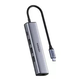 Адаптер UGREEN 20932 USB-C multifunction Gigabit Ethernet Adapter with PD, серый космос