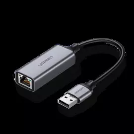 Адаптер UGREEN 50922 USB to RJ45 Ethernet, aluminum case, серый космос
