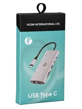 Адаптер VCOM CUE68 TypeC-->PD+2USB-C3.1+2USB-A3.0+2HDMI2.0+RJ45(1Gb)+SD3.0+TF3.0