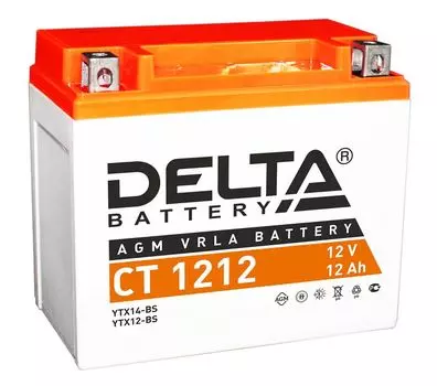 Аккумулятор Delta CT 1212 12В, 12Ач, battery replacement YTX14-BS, YTX12-BS