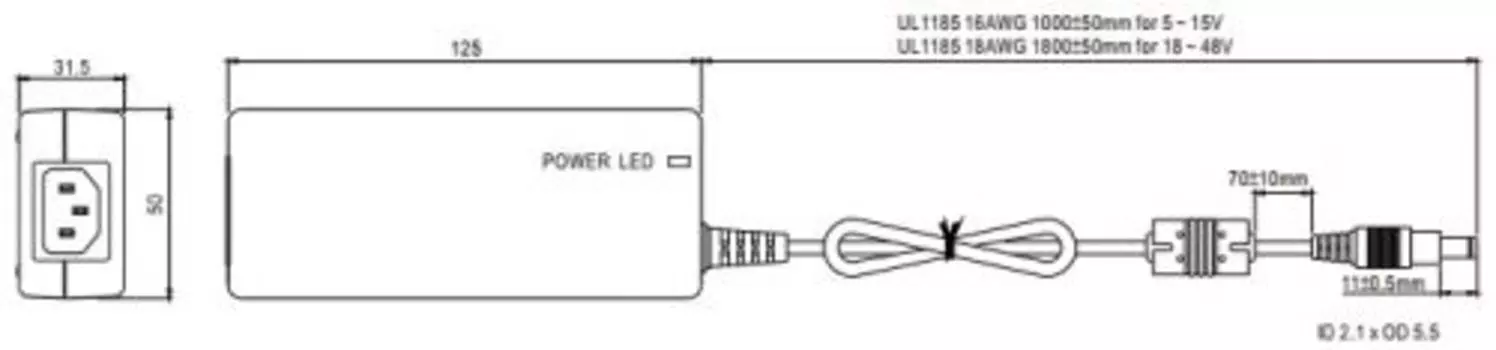 Адаптер сетевой Mean Well GST40A12-P1J 40Вт, вход 90...264B AC, 47...63 Гц, 127...370B DC, выход 12B/3.34A, изоляция 3000В AC, 125x50x31.5мм, -30...+7
