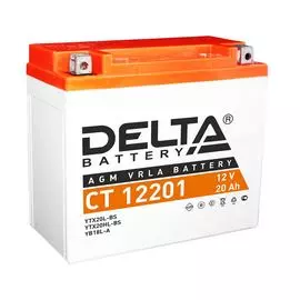Аккумулятор Delta CT 12201 12В, 20Ач, battery replacement YTX20L-BS, YTX20HL-BS, YB16CL-B, YB16L-B, YB18L-A
