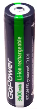 Аккумулятор GoPower 18650 00-00015350 Li-ion (Pan. NCR18650B) BL1 3.6V 3400mAh с защитой выс.конт. (1/155)