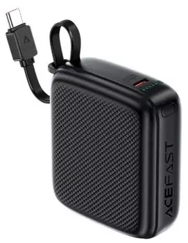 Аккумулятор внешний портативный ACEFAST M15 с кабелем PdD22.5W Power Bank With Cable 10000Mah. Цвет: черный