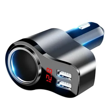 Разветвитель прикуривателя автомобиля, 2-полосный USB-адаптер с несколькими зарядными устройствами No Display