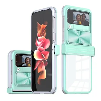 Антидетонационный акриловый чехол для мобильного телефона Samsung Galaxy Z Flip 4 5g Flip4 Zflip4, слайд-защита камеры, противоударный чехол for samsung Z Flip 4 темно-синий