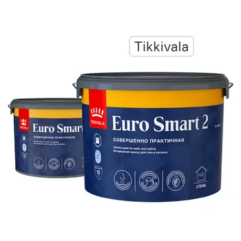 Краска для стен и потолков Tikkurila Euro Smart 2 матовая цвет белый база А 9 л