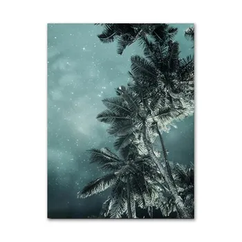 Природный пейзаж плакат растение Лев животное лист холст настенное искусство Plam Tree Звездная ночь живопись декоративная домашняя картина Декор 21x30cm No Frame
