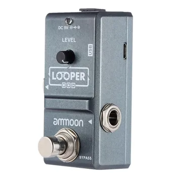 Ammoon AP-09 Nano Loop Педаль эффектов для электрогитары Looper True Bypass Неограниченное количество наложений 10 минут записи с помощью USB-кабеля серый