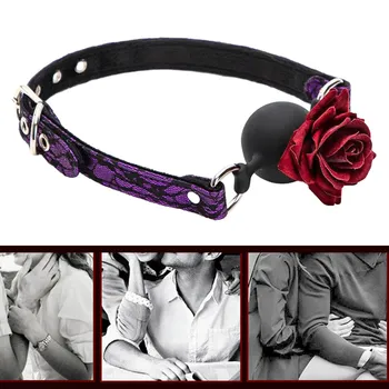 Шариковый кляп для рта Rose Mouth, дышащий, открытый кляп для рта, кляп для взрослых, ограничения для связывания, секс-игрушка BDSM для мужчин и женщин, прелюдия для пар