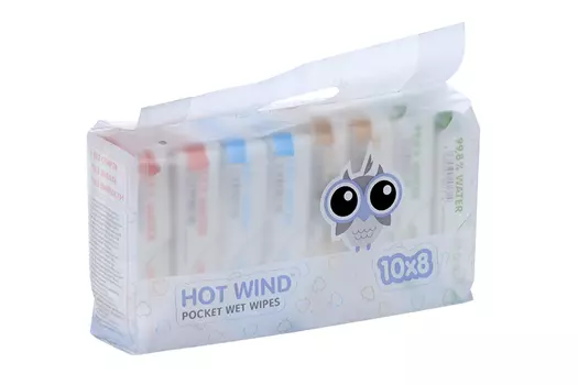Набор LOVULAR HOT WIND влажные салфетки детские антибактериальные, 10 шт, 8 шт