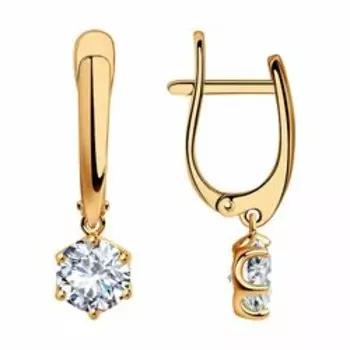 Серьги из золочёного серебра с фианитами